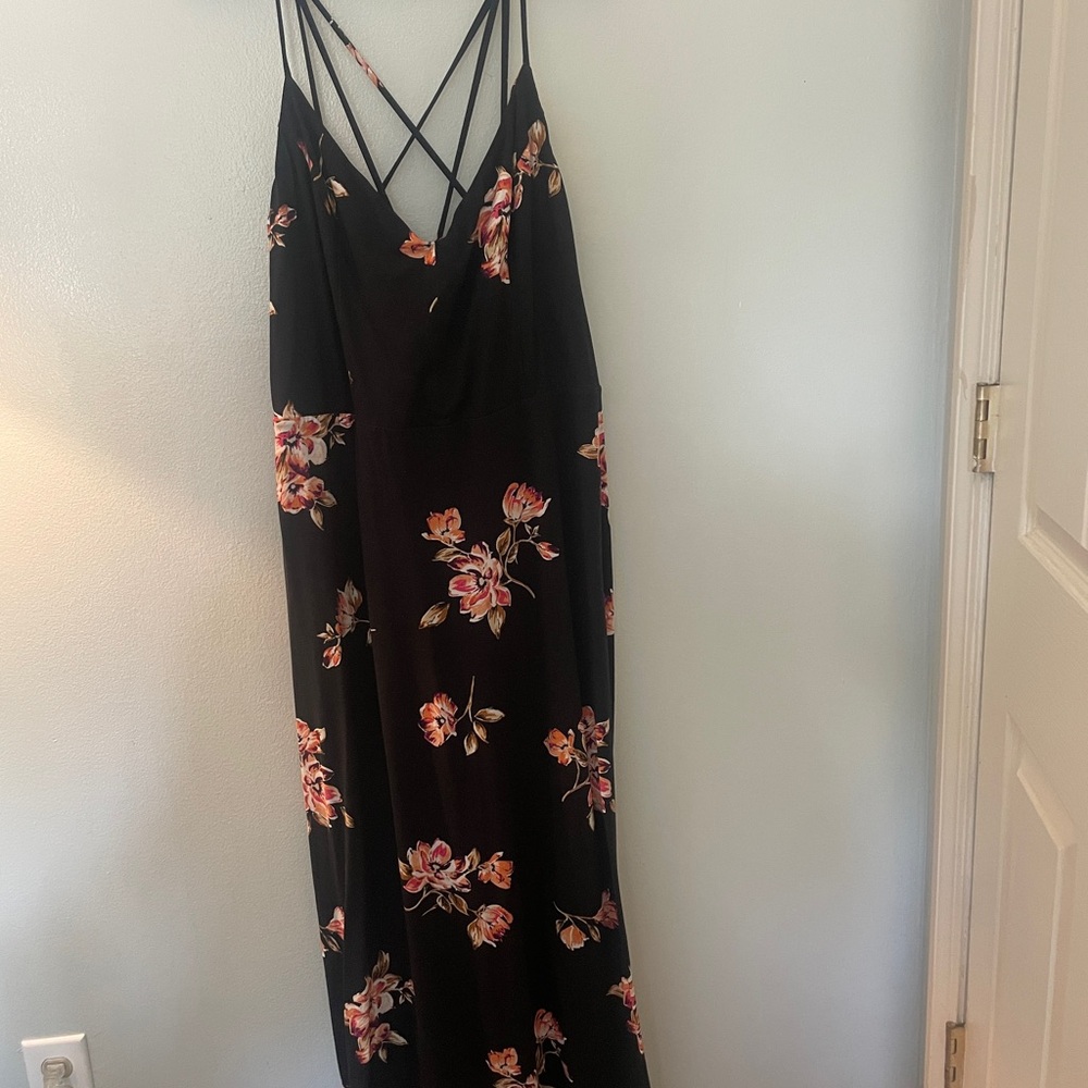 Nine Britton Black and Pink Floral Maxi Dress